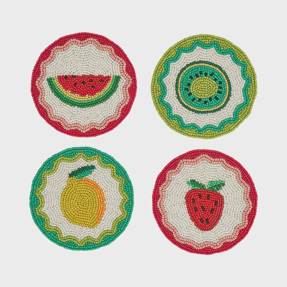 BEADED COASTERS TROPICANA - BOX SET OF 4