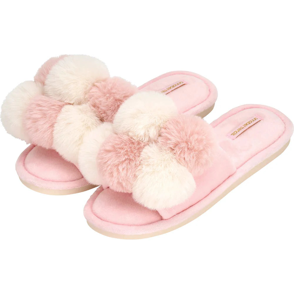 SLIPPER COSY LUXE POM POM CHECKER