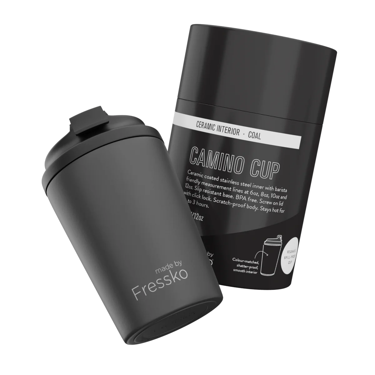 Fressko Resuable Cup - Coal - Ceramic Lining