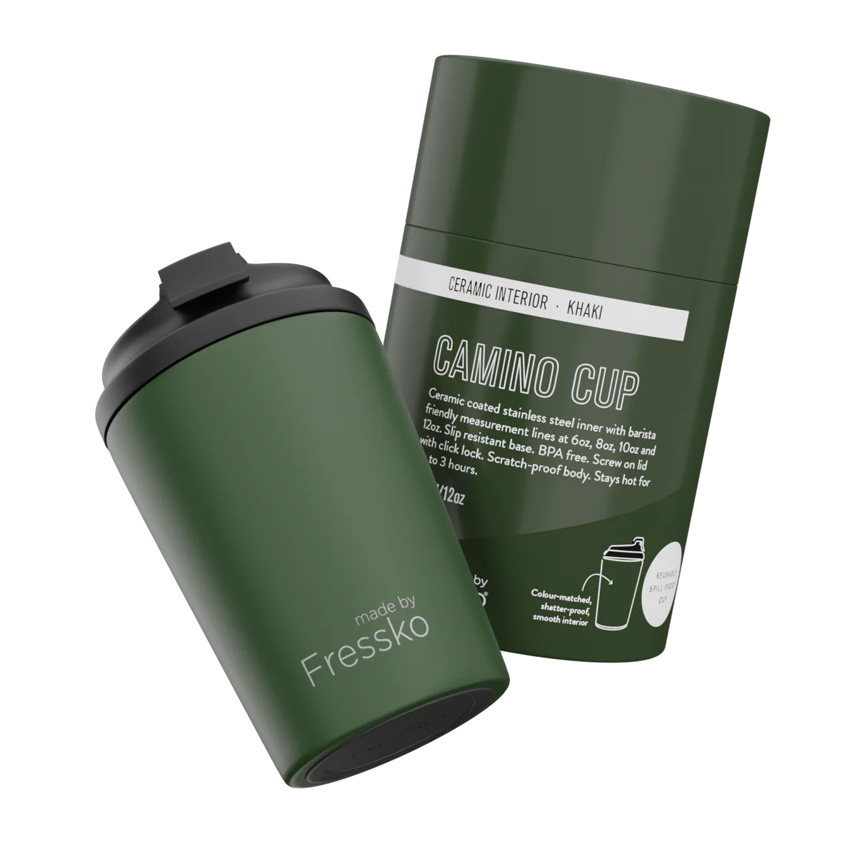 Fressko Reusable Cup - Khaki - Ceramic Lining