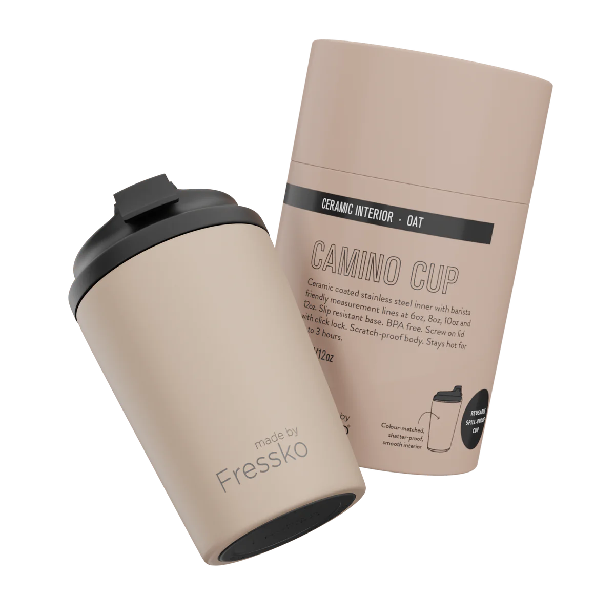 Fressko Resuable Cup - Oat - Ceramic Lining