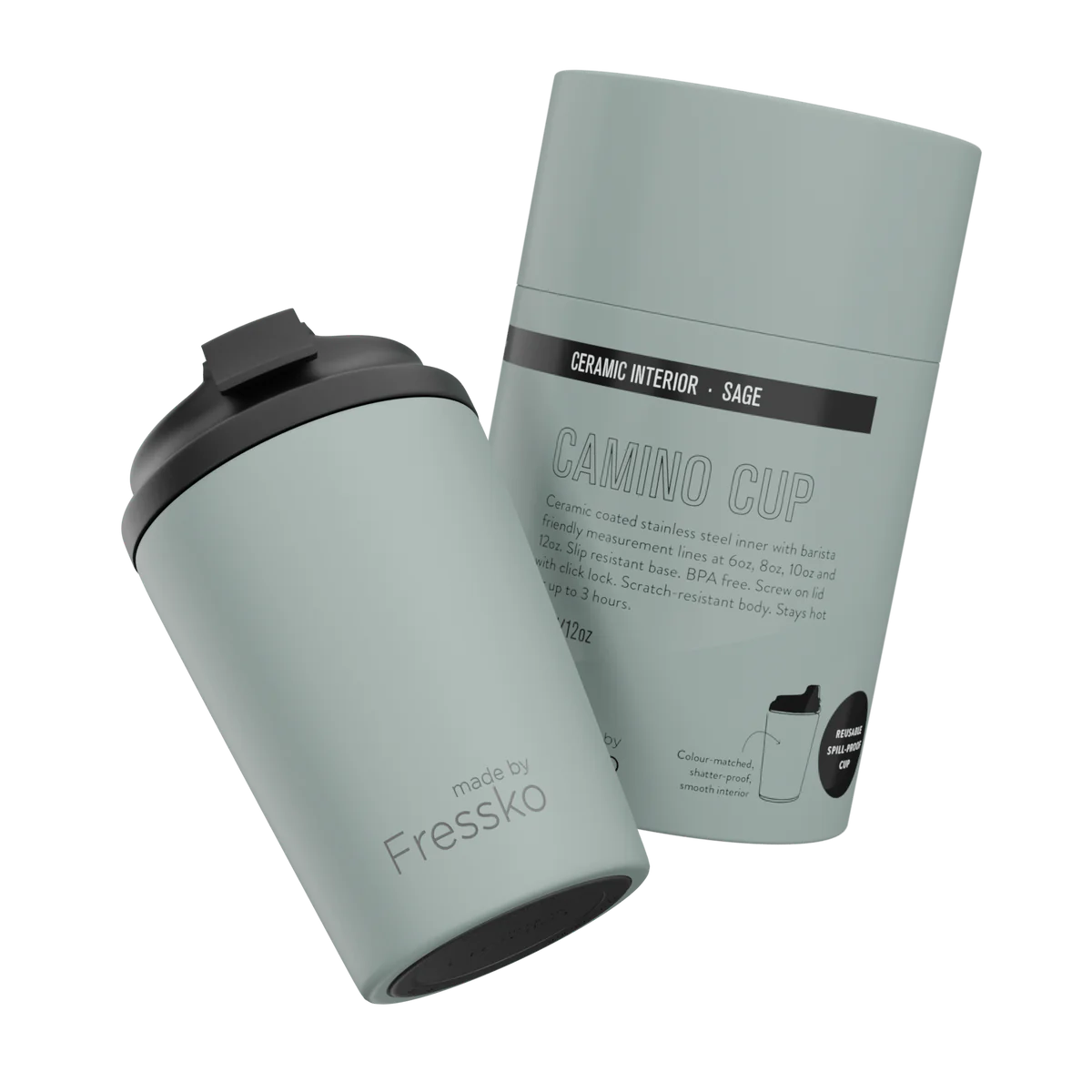 Fressko Resuable Cup - Sage - Ceramic Lining