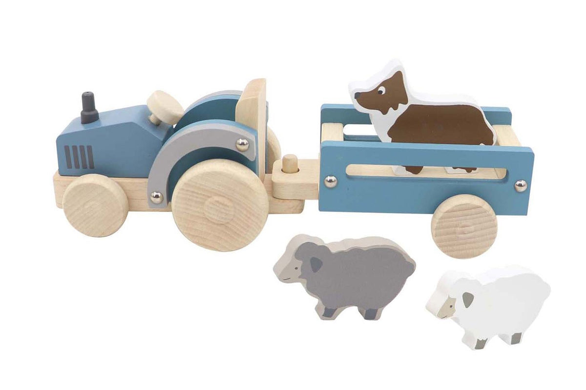 Tractor with Sheep Dog- Blue