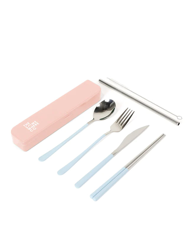 Silver &amp; Blue Cutlery Kit - Take me Away