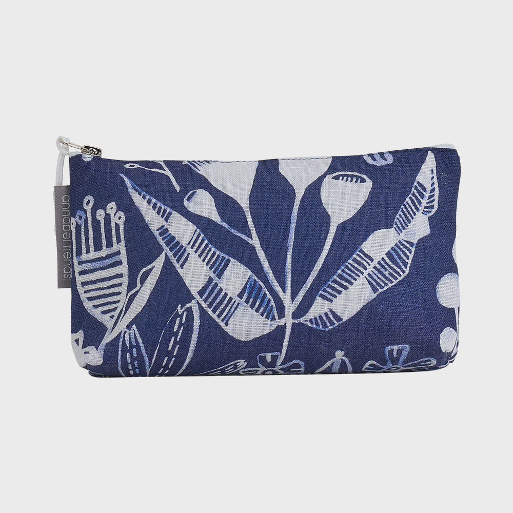 LINEN COSMETIC BAG SMALL - NAVY NATIVES