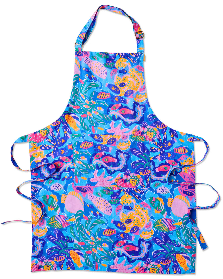 Kip&amp;Co X Ken Done Barrier Reef Garden Linen Apron