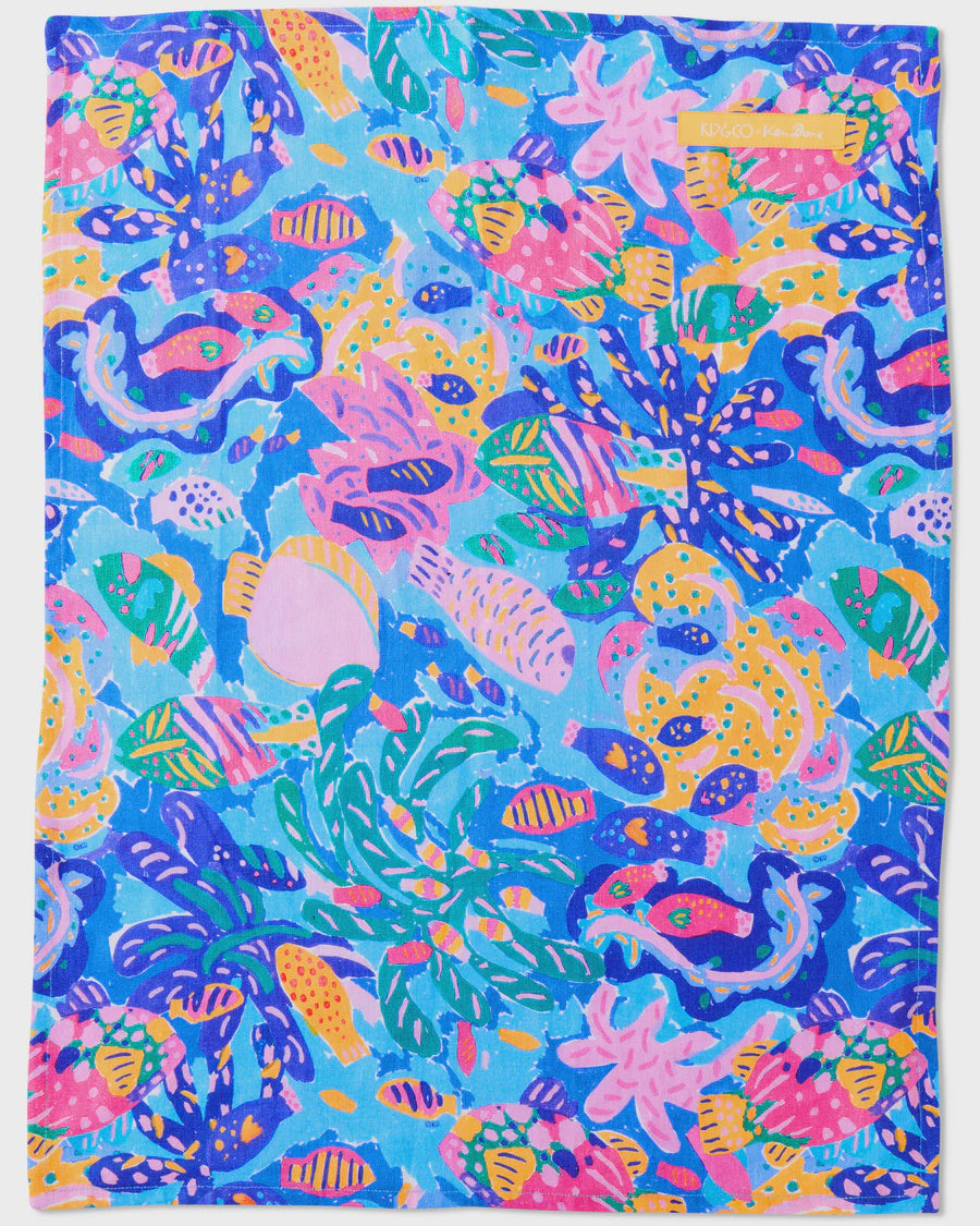 Kip&amp;Co X Ken DONE Reef Garden Tea Towel