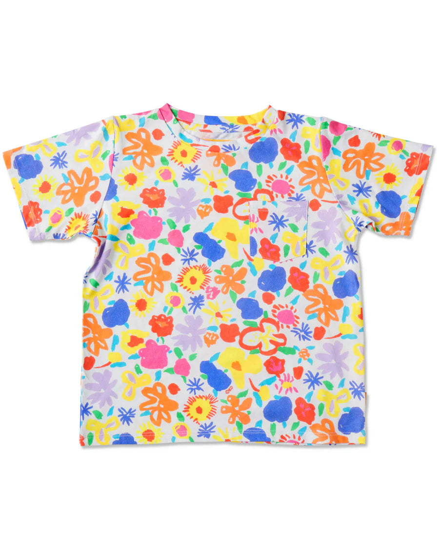 Kip&amp;Co x Ken Done Summer Floral White Organic Cotton T- Shirt