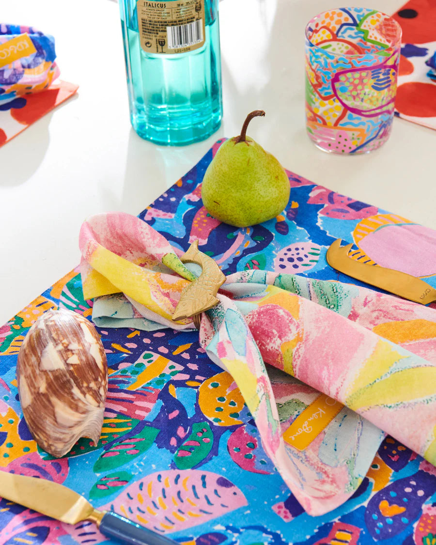 Kip&amp;Co x Ken Done Reef Garden Linen Napkin Set