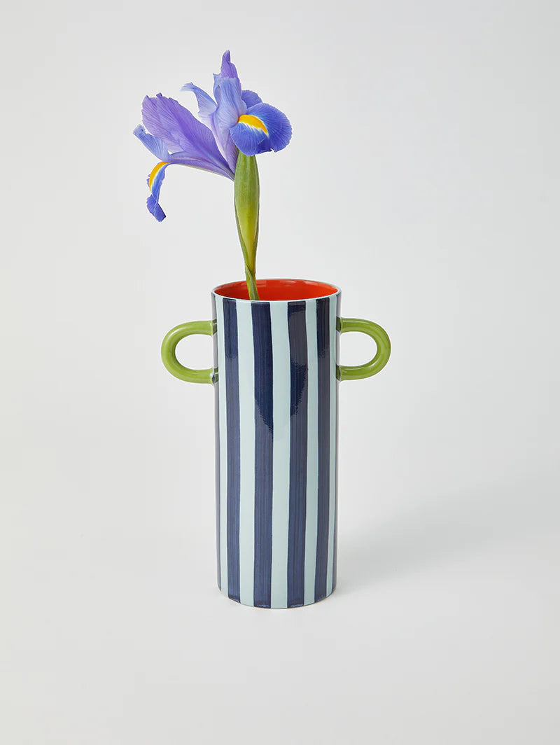 GRIFFE BLUE STRIPE TALL VASE