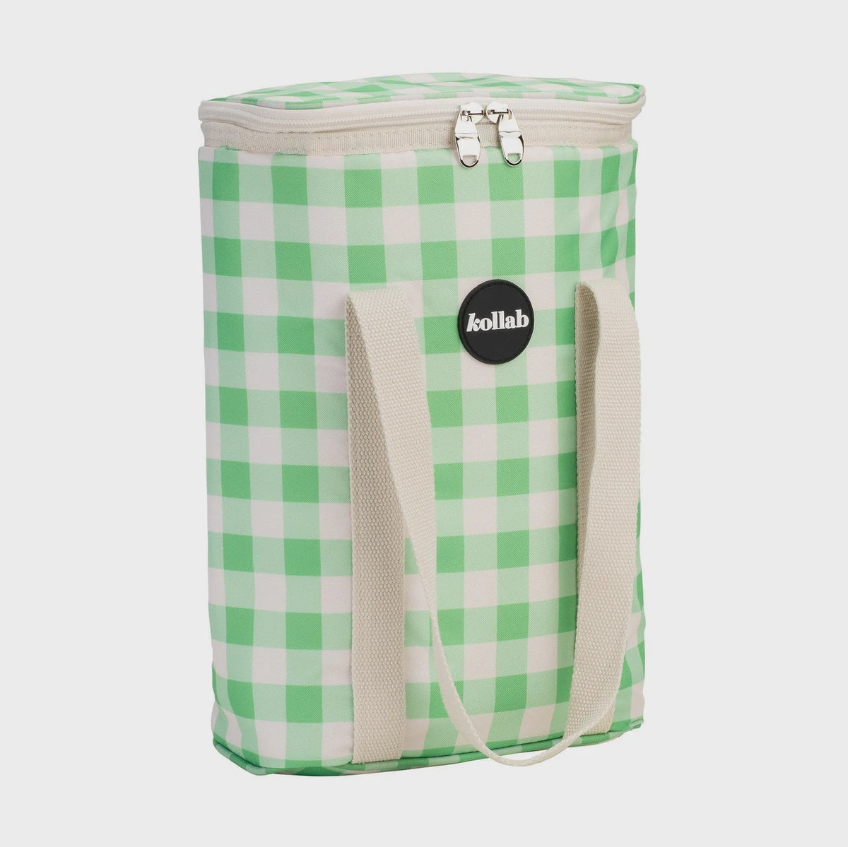 Holiday Wine Cooler Bag - Kelly Green Check