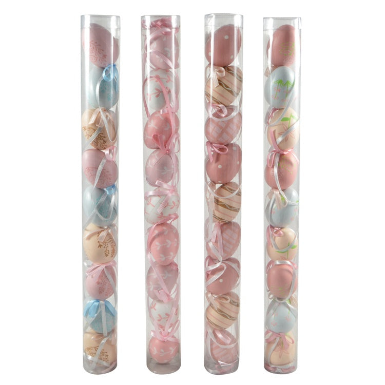 9pce Handpainted Plastic Eggs In Tube