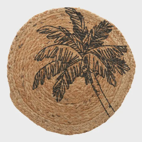 Palm Jute Round Placemat - Black