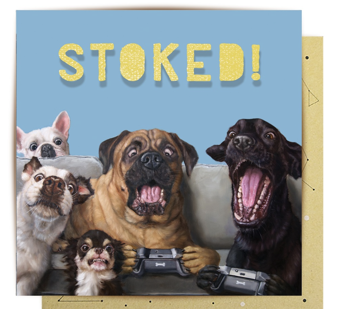 Greeting Card Stoked Dogs