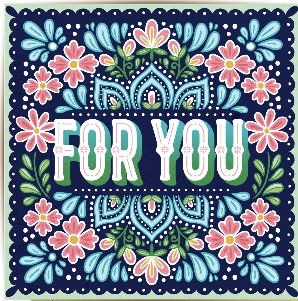 For You Dots and Flowers - Greeting Card